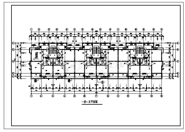 某六层小区住宅楼建筑施工cad图(带架空层设计，共七张)-图二