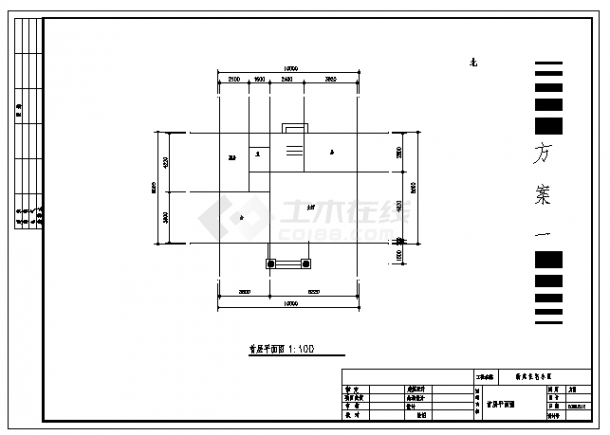 某四层带夹层住宅小区建筑施工cad图(含三套设计图，共二十四张)-图一