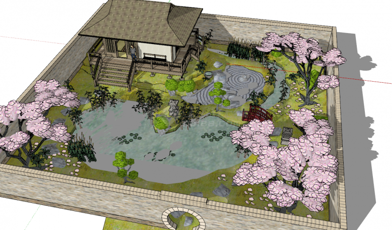 日式风格别墅园林庭院景观su模型-图二