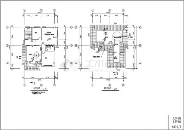 某农村三层带露台住宅CAD给排水设计施工图纸-图一