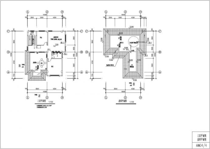 某农村三层带露台住宅CAD给排水设计施工图纸_图1