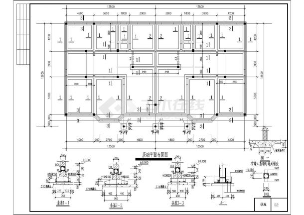 某三层27×15.6中式别墅CAD框架结构设计施工大样图-图二