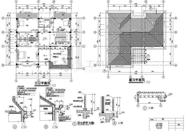 某16.38×14.0农村新型别墅CAD全套建筑设计施工图-图一