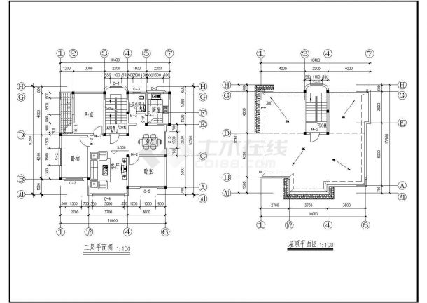 某农村二层CAD10.00×8.8建筑结构设计大样施工图-图一