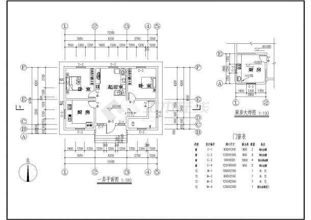 某二层乡村别墅CAD12.10×8.70建筑结构完整设计施工图-图一