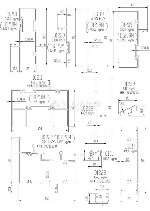 重庆北碚区某沿街商住楼新型密封推拉窗结构设计CAD施工图-图二