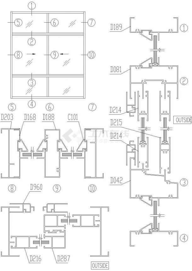 阜阳市某高级中学教师公寓楼推拉窗结构设计CAD施工图-图二