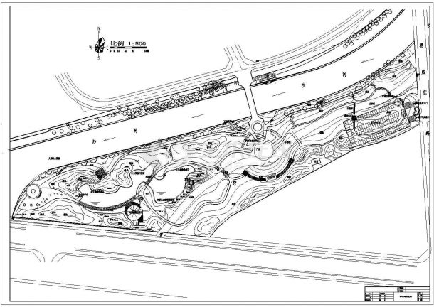 上海某河滨公园CAD园林设计施工总平图-图一