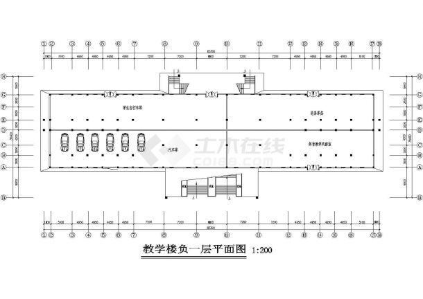 某中学教学楼CAD框架结构设计施工图-图二