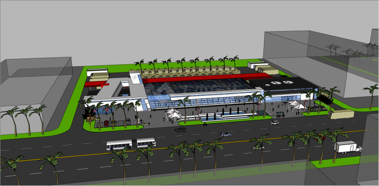 中式长途客运汽车站su模型-图二