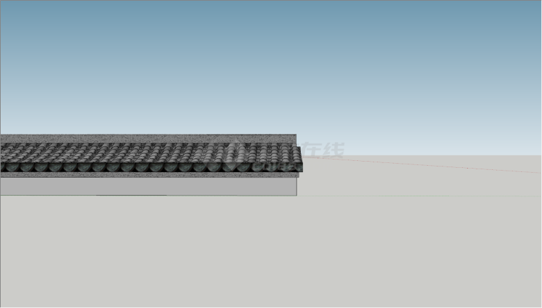 中式古建筑瓦砖屋檐SU模型-图二