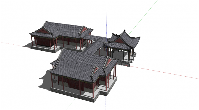 中式风格亭子建筑SU模型_图1