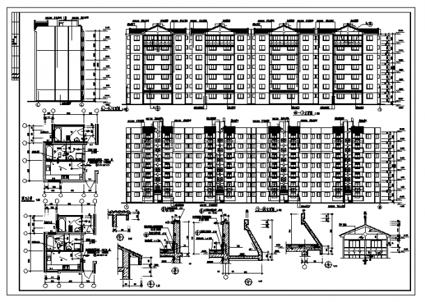 某七层小区住宅全套建筑施工cad图，共三张-图二