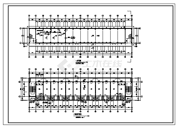 1741平方米某四层宿舍建筑施工cad图，共五张-图一