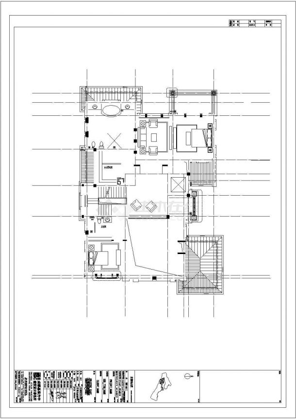 某三层砖混结构别墅设计cad全套建筑施工图（甲级院设计）-图二