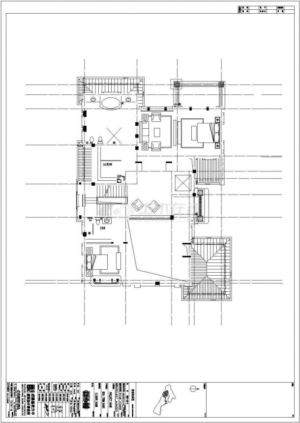 某三层砖混结构欧式别墅设计cad全套建筑施工图（标注详细）-图二