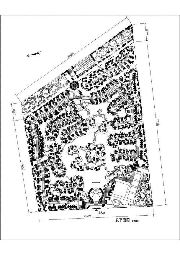 某现代高级别墅区规划设计cad总平面施工图纸（甲级院设计）-图一
