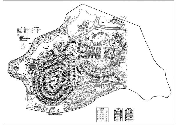 某高级别墅区总平面规划设计cad详细布置图（含技术经济指标）-图一