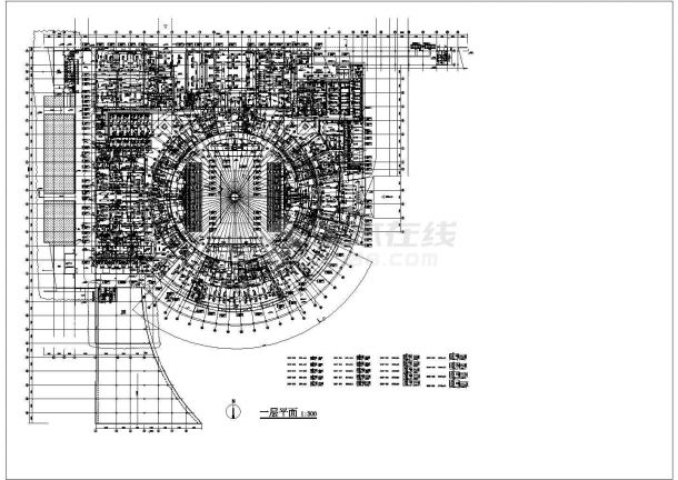 某大型网球体育场空调设计cad总平面布置图（甲级院设计）-图一