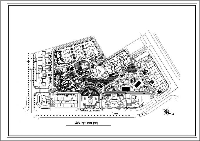 某地高档住宅小区规划绿化设计cad总平面施工图纸（甲级院设计）_图1