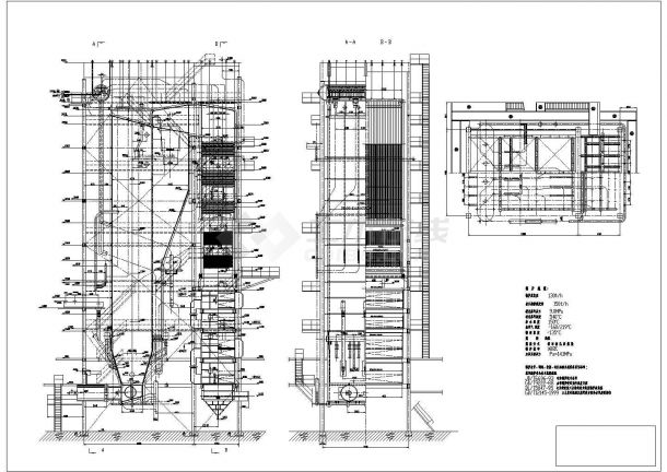 某130t循环流化床锅炉设计cad总装配图（含技术规范）-图一