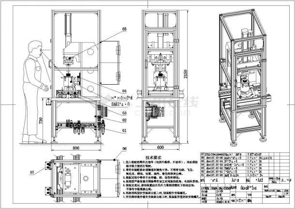 典型整机压合压机设计cad总装详图（含技术要求）-图一