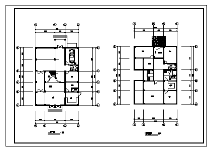 二层木构别墅建筑施工cad图，共四张-图一