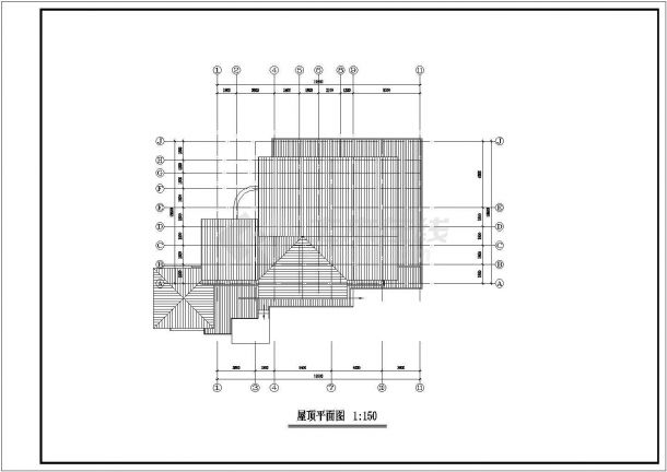 某二层框架结构古典风格别墅设计cad全套建筑施工图（标注详细）-图一