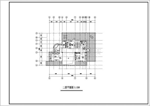 某二层框架结构古典风格别墅设计cad全套建筑施工图（标注详细）-图二