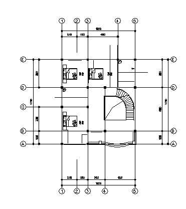 某三层欧式别墅建筑施工cad图，共九张