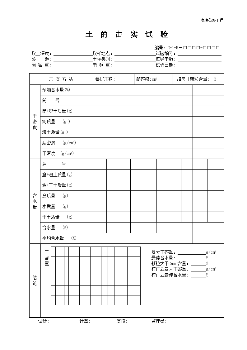 高速公路工程土的击实试验