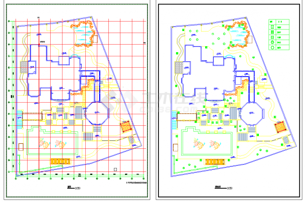 某豪华别墅花园设计cad总平面施工图（标注详细）-图二