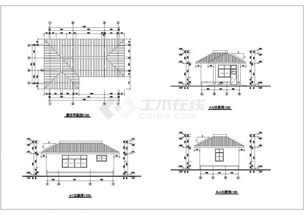 某经济开发区商业办公门卫建筑全套设计方案CAD图纸-图二
