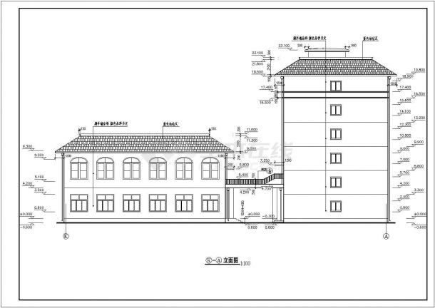 综合楼设计_学校六层综合楼建筑施工CAD图-图二