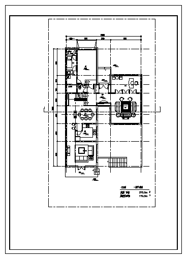 二层带地下室别墅全套建筑施工cad图，共七张-图一