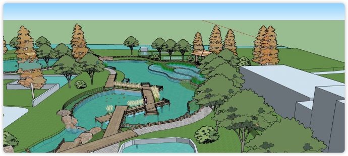 利众湿地公园景观SU模型_图1