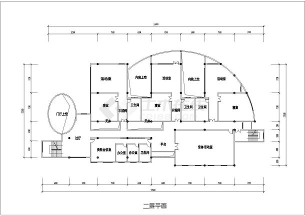 幼儿园设计_两层幼儿园建筑施工CAD图-图一
