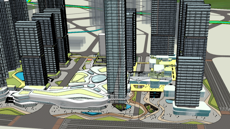 现代商业综合体高层办公楼su模型-图二