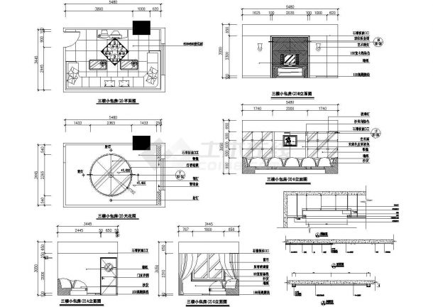 天津市某高档飚歌城KTV包房装修设计CAD施工图-图二