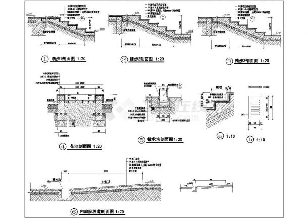 秦皇岛某知名景区游客踏步坡道全套设计CAD施工图-图一