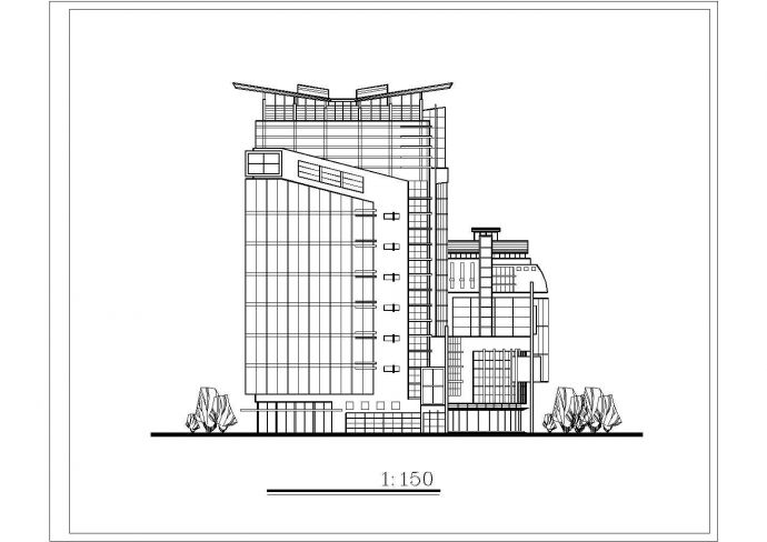 某经济开发区商业街酒店办公建筑设计全套方案CAD图纸_图1