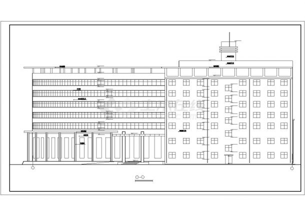 某经济开发区商业街酒店建筑设计方案CAD图纸-图二