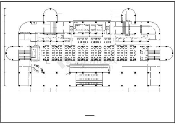 某经济发达区旅游景点快餐厅建筑设计完整方案CAD图纸-图一