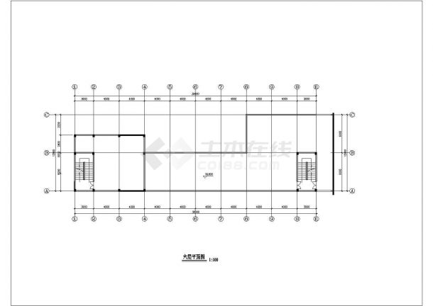 某经济发达区六层商业建筑设计完整方案CAD图纸-图二
