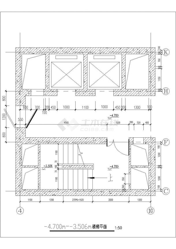 高层住宅楼梯机电梯设计CAD详图-图一