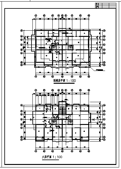 1931平方米某六层 阁楼山水公寓2号住宅楼建筑施工cad图，共十四张-图一