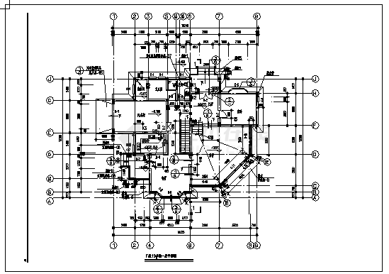 二层带地下室N型别墅建筑施工cad图，共三张-图一