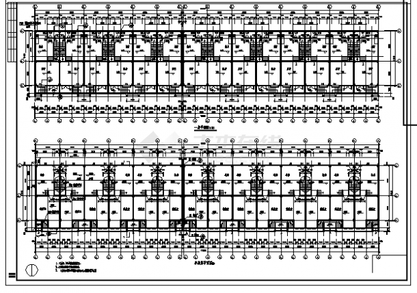 3301平方米三层带车库上邵村村民住宅建筑施工cad图，共四张-图一