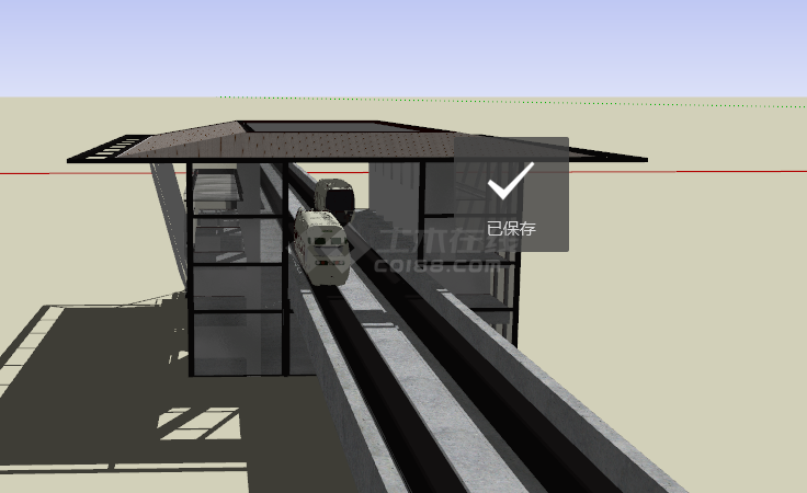 交通建筑轻轨车站SU模型-图一