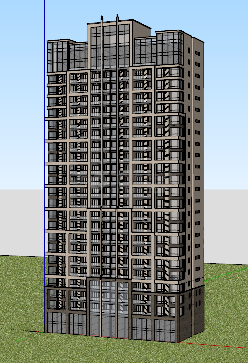 现代高层住宅小区建筑SU模型-图二
